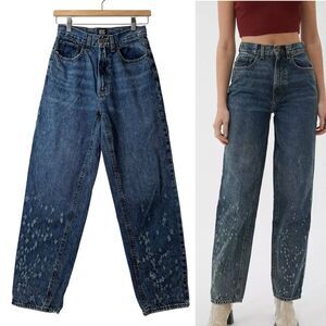 Urban Outfitters BDG High Rise Baggy Jeans Womens 26 Splatter Dark Wash Cotton